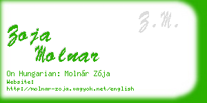 zoja molnar business card